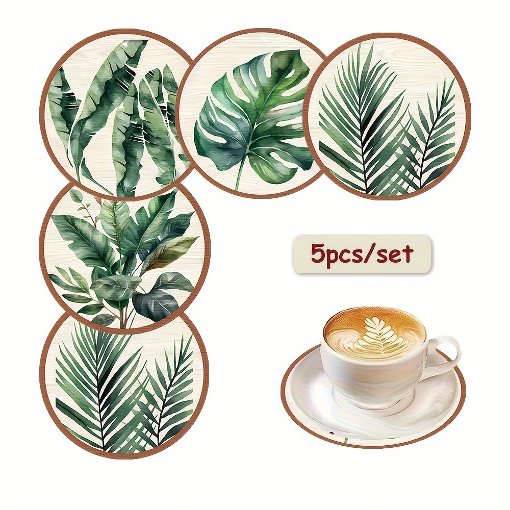 Coffee Tea Green - 2D Flat 5pcs Tropical Plant green