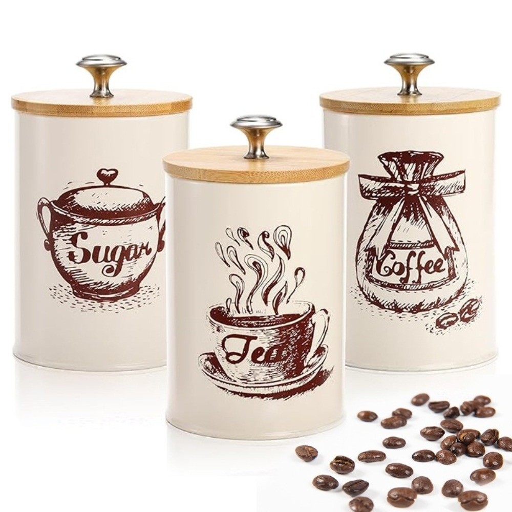 3pcs Metal Coffee Canister Set - Coffee Tea Green avis et prix