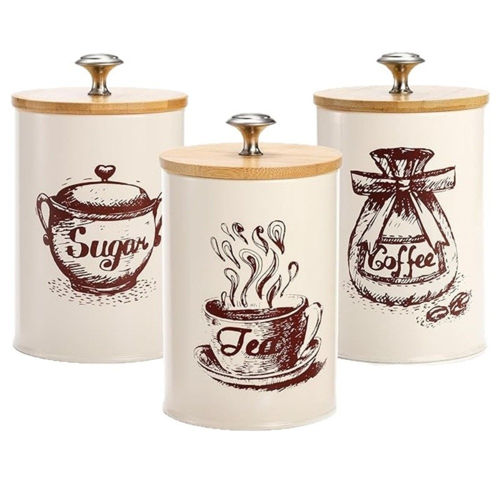 3pcs Metal Coffee Canister Set - Coffee Tea Green avis et prix
