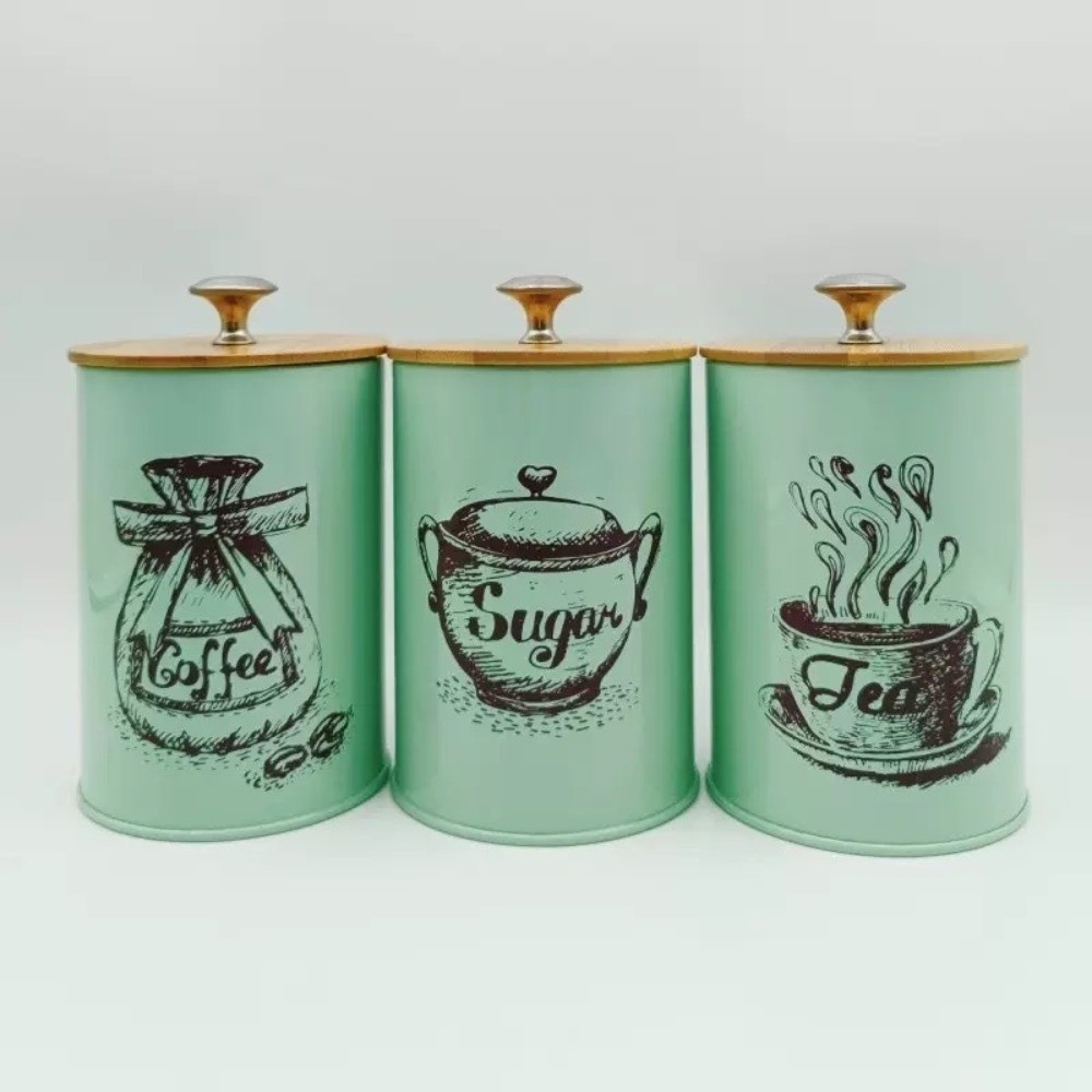 3pcs Metal Coffee Canister Set - Coffee Tea Green avis et prix