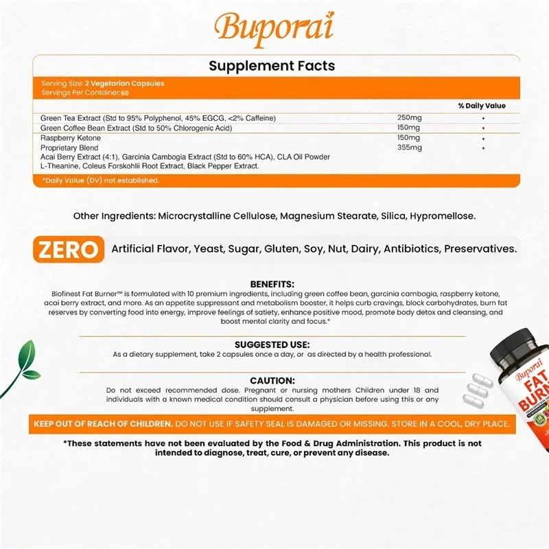 Fat Burner Capsules - Healthy  - Coffee Tea Green avis et prix