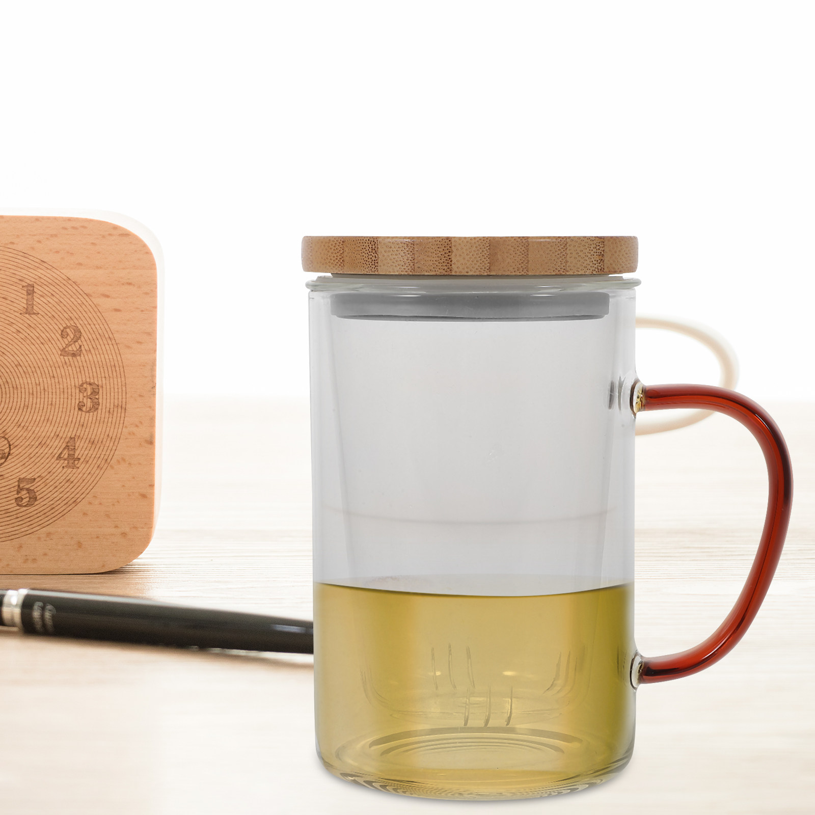 450Ml Glass Tea Cup with Built - Coffee Tea Green avis et prix