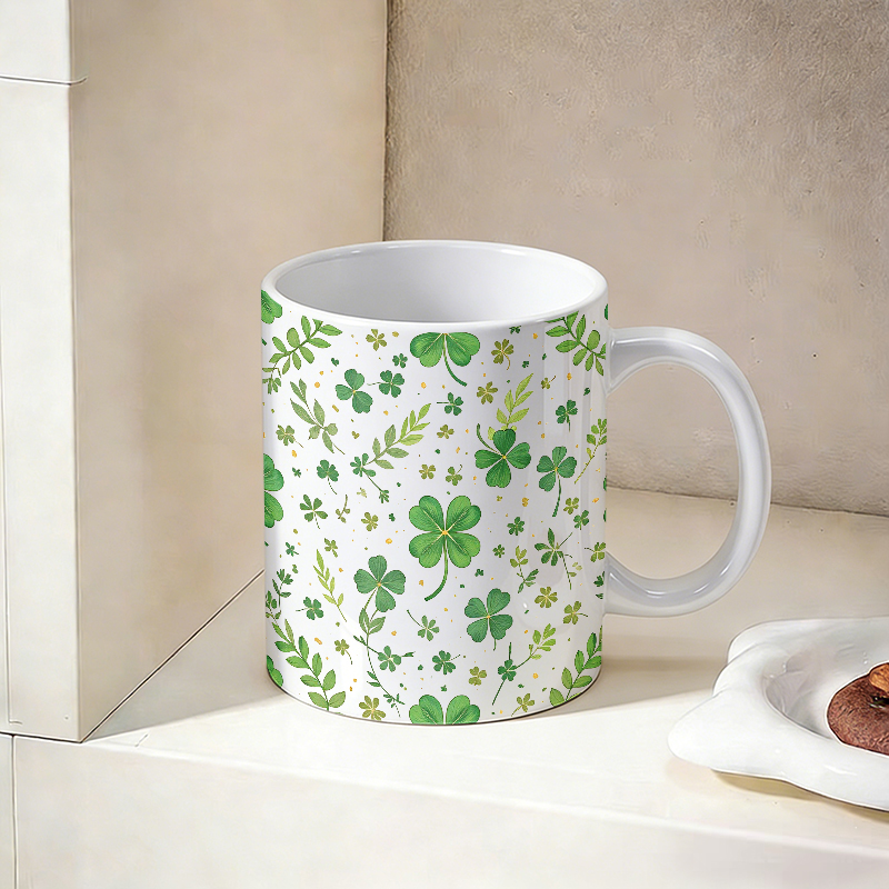 Watercolor green clover all-ov - Coffee Tea Green avis et prix