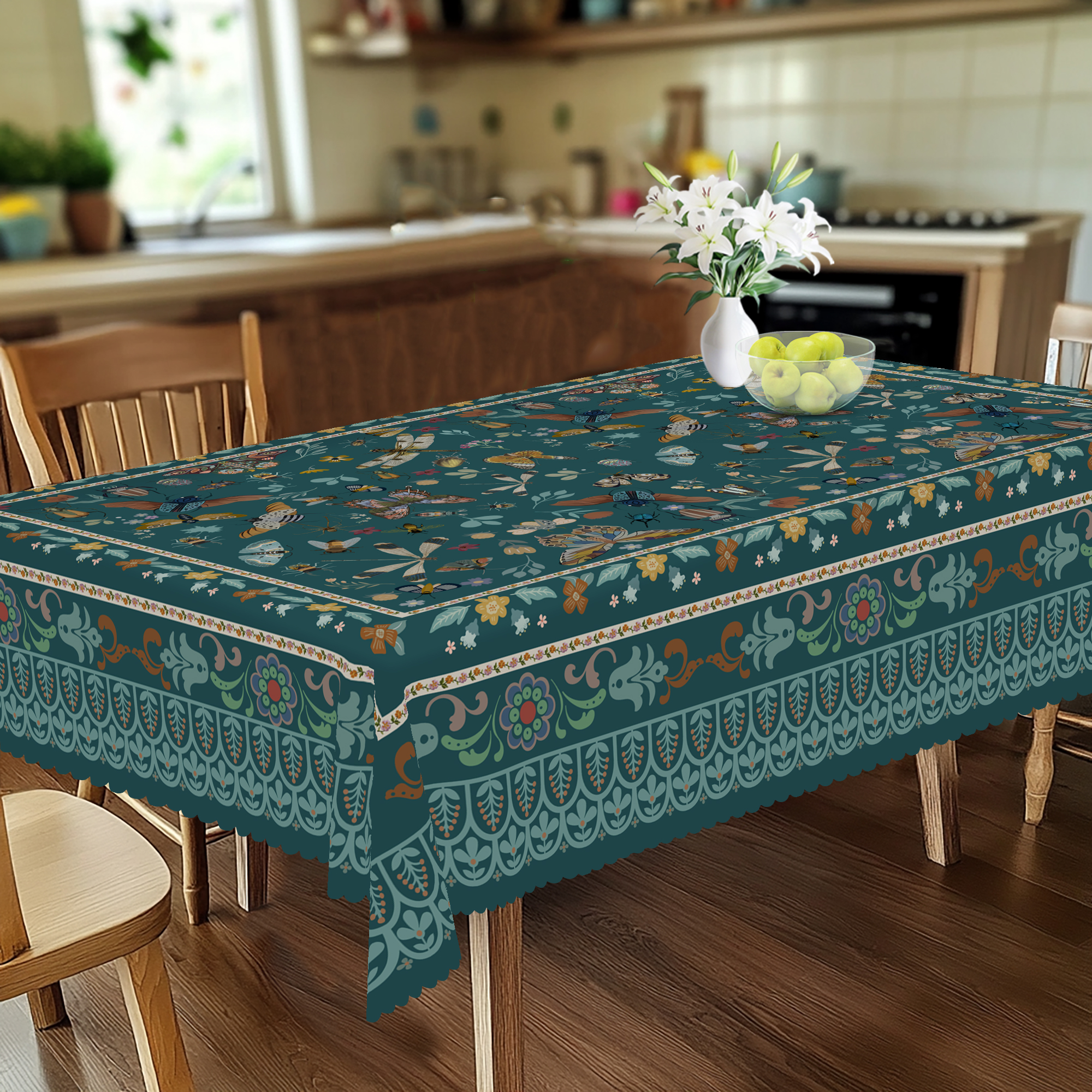 Vintage Bohemian Style Tablecl - Coffee Tea Green avis et prix