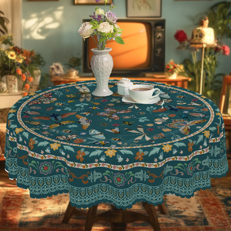Vintage Bohemian Style Tablecl - Coffee Tea Green avis et prix